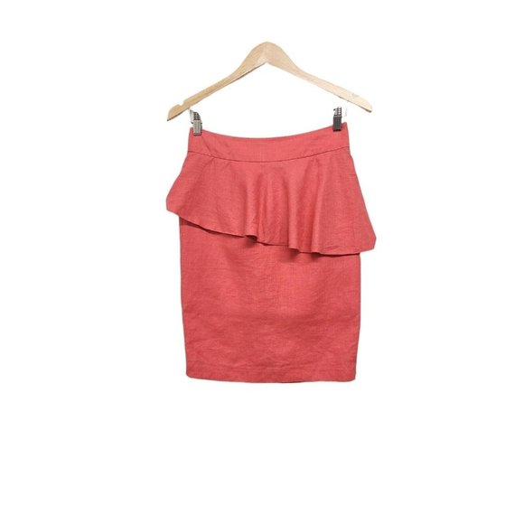 Pink Martini Dresses & Skirts - Pink Martini Womens Size XS Linen Coral Peplum Skirt Kick Pleat Office W…